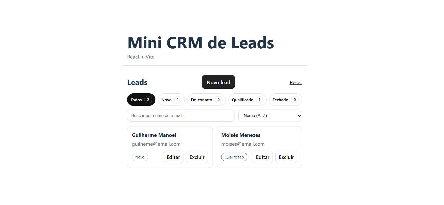 Preview do Mini CRM Leads v1